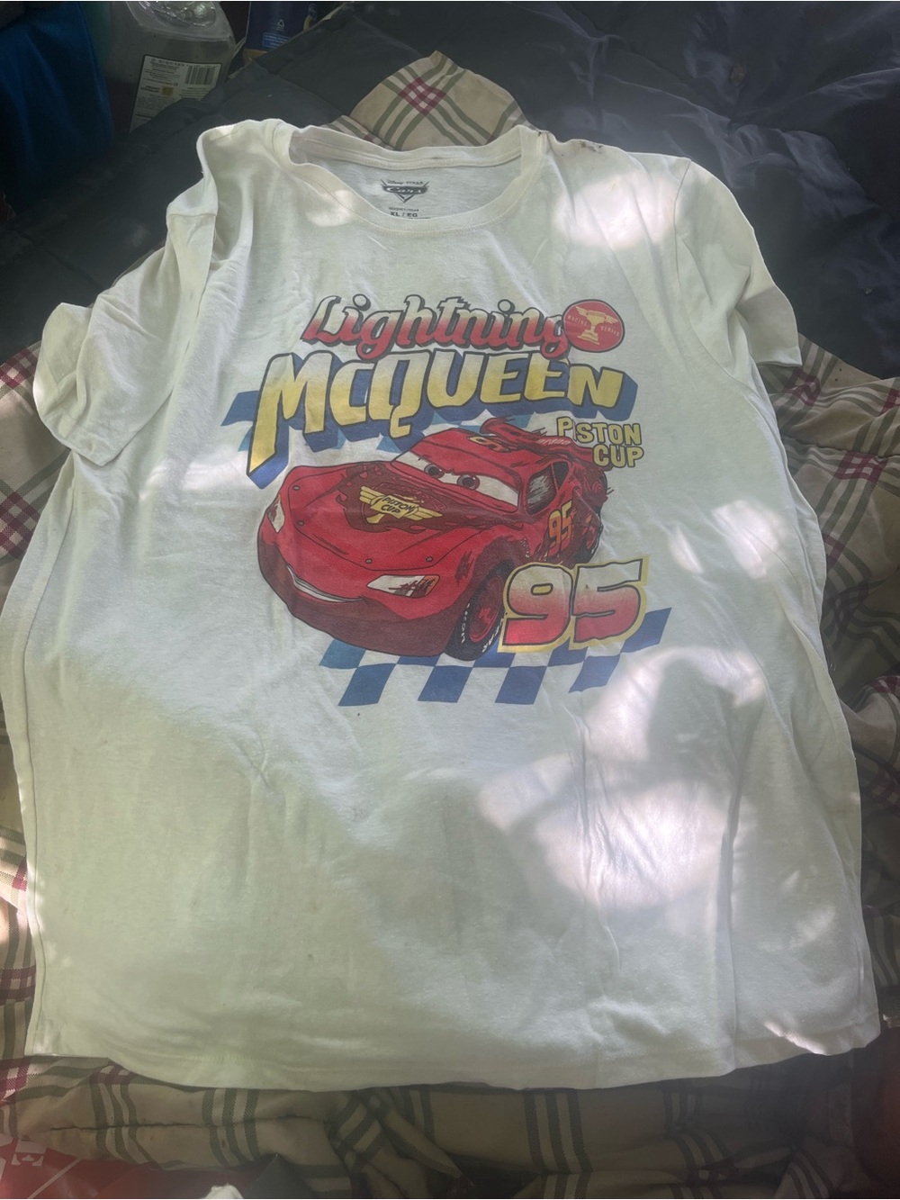 Disney White Lightning McQueen Graphic Tee with Red Car